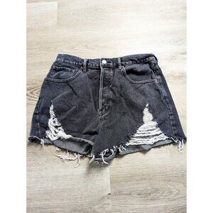 Pacsun Ultra High Rise Distressed Festival Shorts Grunge Alt Womens 30 Black